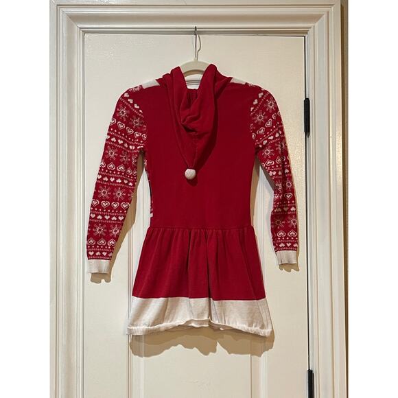 Girls "Holiday Sweater" Red Christmas dress w/hood. Size Medium 7-8 - Picture 3 of 5